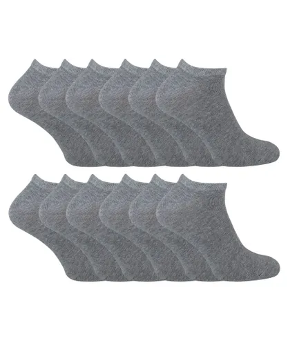 Sock Snob - 12 Pair Multipack Mens Quarter Trainer Socks - Grey Cotton