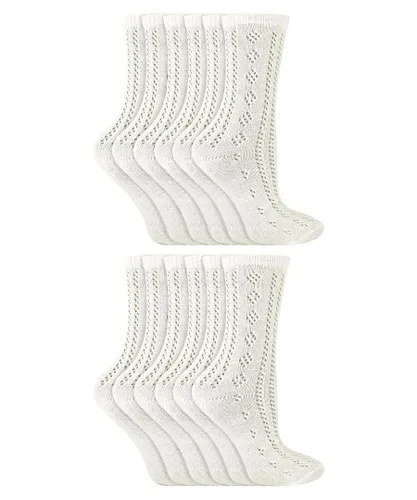 Sock Snob 12 Pairs Multipack Girls Pelerine Ankle Cotton Socks - White