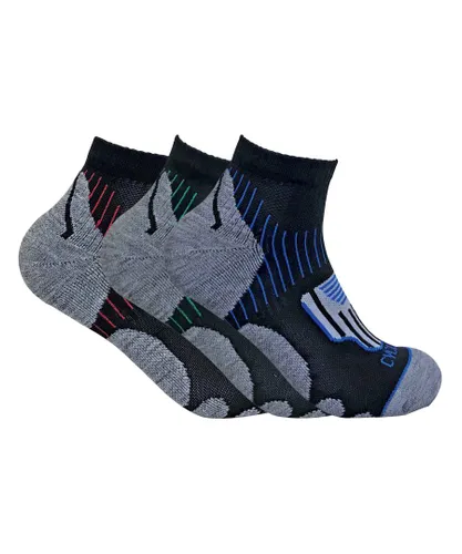 Sock Snob 3 Pairs Mens Breathable Anti Blister Sports Ankle Socks for Achilles - HPCM - Black Cotton