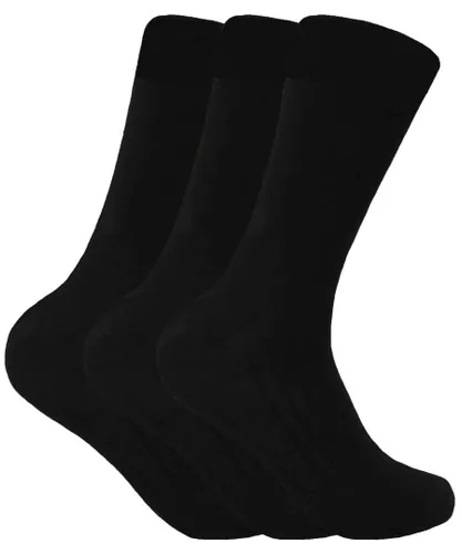 Sock Snob 3 Pairs Mens Cushioned Sole Wool Blend Walking Hiking Socks for Boots - Black