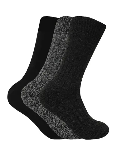 Sock Snob 3 Pairs Mens Cushioned Sole Wool Blend Walking Hiking Socks for Boots - Grey