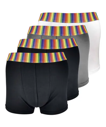 Sock Snob 4 Pack Mens Multipack Soft Cotton Novelty Striped Rainbow Boxer Shorts Underwear - - Multicolour