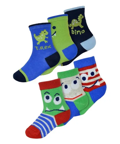 Sock Snob 6 Pack Baby Boys Monsters Dinosaur Design Pattern Socks