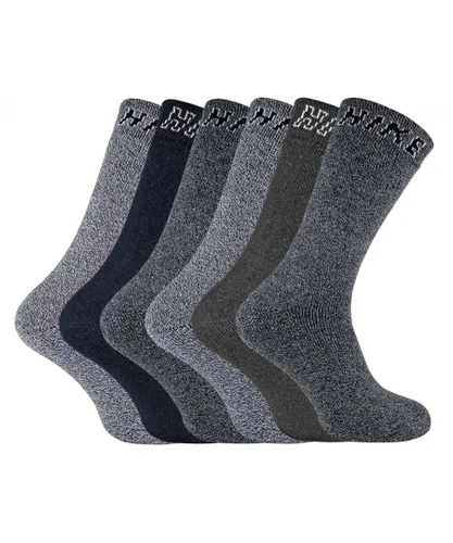Sock Snob - 6 Pairs HIKE Mens Summer Breathable Cotton Hiking Socks - Grey