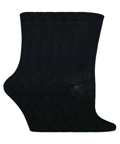 Sock Snob 6 Pairs Kids Boys Girls Mid Calf Solid Color Casual Cotton Dress Socks - Black