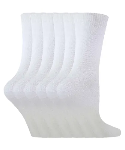 Sock Snob 6 Pairs Kids Boys Girls Mid Calf Solid Color Casual Cotton Dress Socks - White