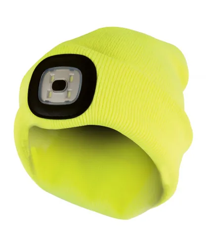 Sock Snob Adults / Mens Winter Knit Beanie Hat with LED Glowing Light Torch - Yellow - One