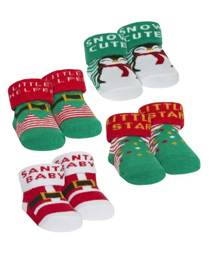 Sock Snob Baby Boy 4 Pair Christmas Socks in Organza Bag