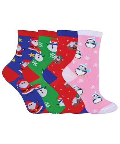 Sock Snob Boys 4 Pairs Kids Cotton Rich Christmas Socks