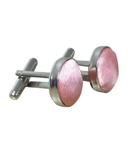 Sock Snob Mens Elegant Satin Stainless Steel Cufflinks - Coral - Pink - One