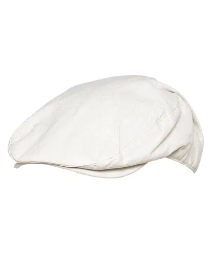 Sock Snob Mens Linen Flat Cap in Cream & Denim - Cotton
