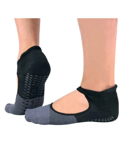 Sock Snob Womens 2 Pairs Ladies Non Slip Grip Low Cut Invisible Pilates Yoga Socks - Black