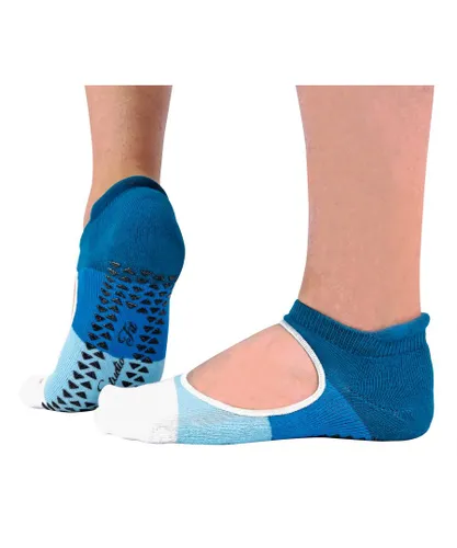 Sock Snob Womens 2 Pairs Ladies Non Slip Grip Low Cut Invisible Pilates Yoga Socks - Blue