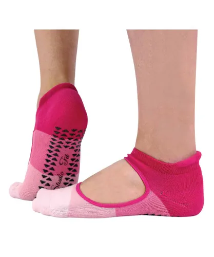 Sock Snob Womens 2 Pairs Ladies Non Slip Grip Low Cut Invisible Pilates Yoga Socks - Pink