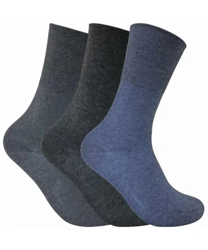 Sock Snob Womens 3 Pack Ladies Non Elastic Thermal Diabetic Socks for Poor Circulation - Navy Cotton