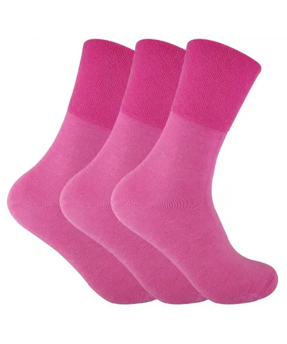 Sock Snob Womens 3 Pack Ladies Non Elastic Thermal Diabetic Socks for Poor Circulation - Pink Cotton
