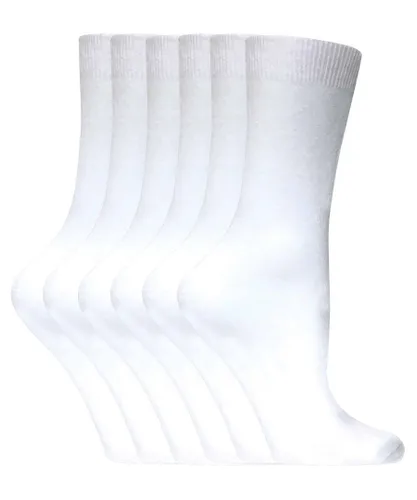 Sock Snob Womens - 6 Pairs Ladies Plain Coloured Cotton Socks - White