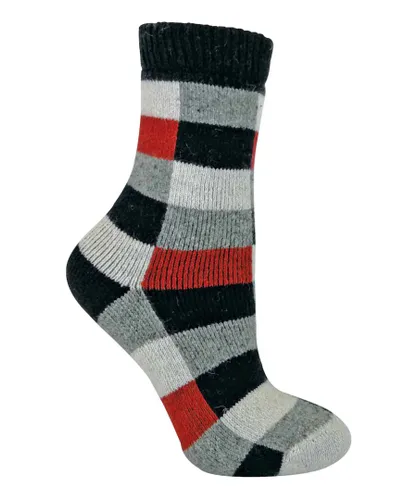 Sock Snob Womens - Ladies Checkered Patterned Breathable Wool Blend Socks - Red Silk