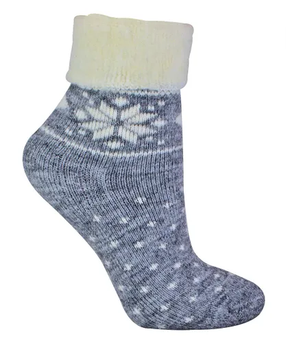 Sock Snob Womens Ladies Wool Bed Socks with Fairisle Design
