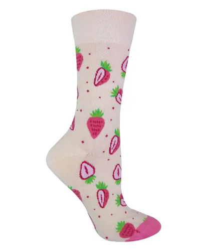 Sock Snob Womens TALKIE SOCKS - Ladies Cotton Quirky Funky Novelty Design Fruit - Pink