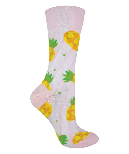 Sock Snob Womens TALKIE SOCKS - Ladies Cotton Quirky Funky Novelty Design Fruit - White