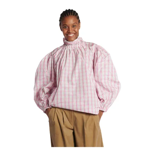 Sofie D'hoore , Checkered Tafta Shirt - Model 174cm ,Pink female, Sizes: