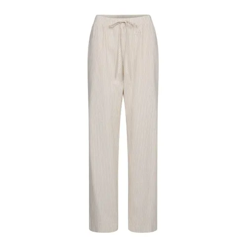 Sofie Schnoor , Light Brown Trousers with Elastic Waistband and Striped Print ,Beige female, Sizes: