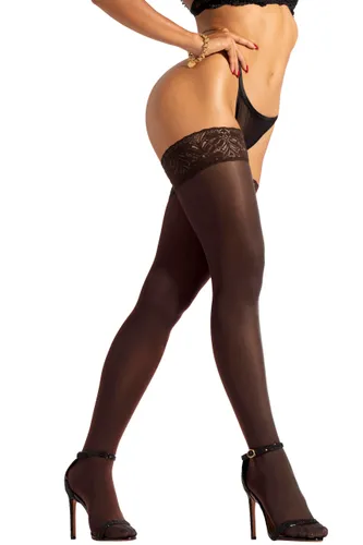 sofsy Lace Top Opaque Hold Up Stockings for Women | Thigh