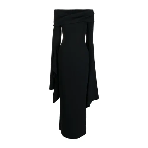 Solace London , Black Off-Shoulder Evening Gown ,Black female, Sizes: