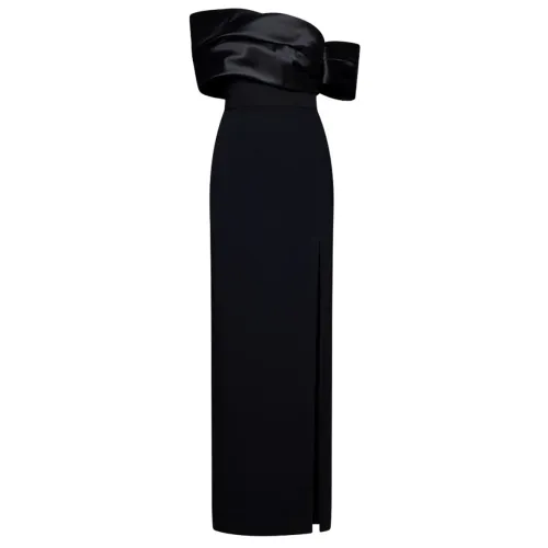 Solace London , Elegant Off-Shoulder Evening Dress ,Black female, Sizes: