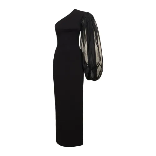 Solace London , One Shoulder Long Evening Dress ,Black female, Sizes: