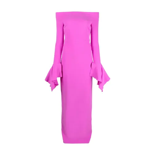 Solace London , Pink Cady Texture Dress with Dart Detailing ,Pink female, Sizes: