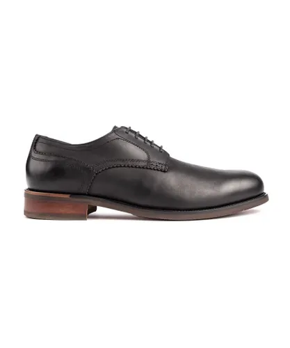 Sole Mens Moore Plain Toe Shoes - Black Leather