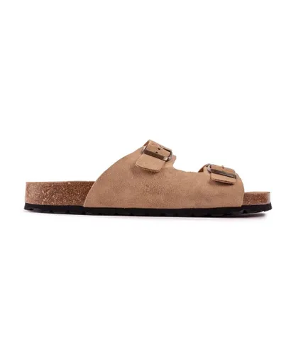 Sole Mens Oak Footbed Sandals - Taupe Suede
