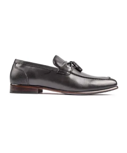 Sole Mens Salter Tassel Loafer Shoes - Black Leather