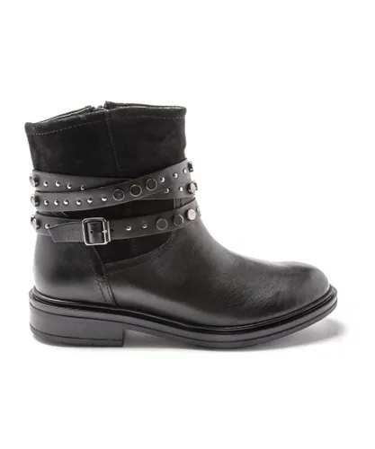 Sole Womens Maggie Biker Boots - Black Leather