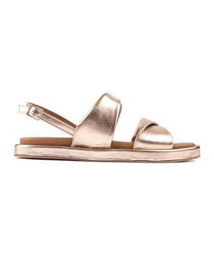 Sole Womens Nika Ankle Strap Sandals - Metallic Leather