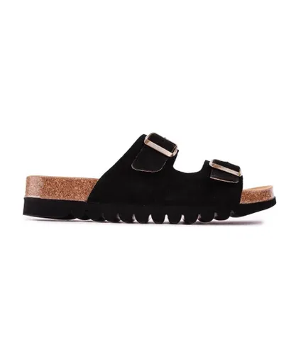 Sole Womens Opal Footbed Sandals - Black Suede