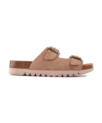 Sole Womens Opal Footbed Sandals - Taupe Suede