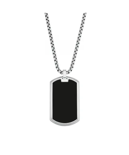 s.Oliver Mens chain with pendant for men, stainless steel, agate - Black Stainless Steel (archived) - One Size