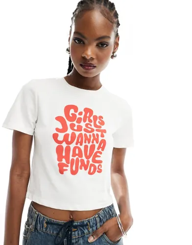 Something New baby tee with 'Girls Just Wanna Have Funds' print in white
