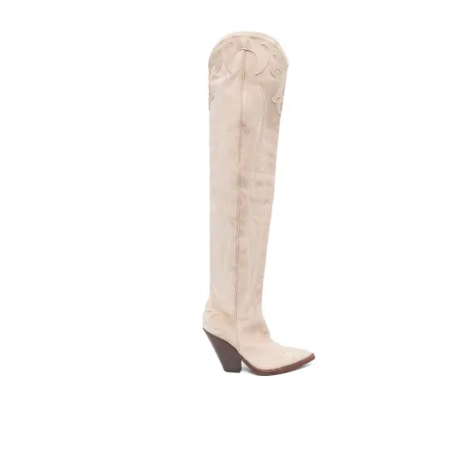 Sonora , Beige Suede Texan Boots ,Beige female, Sizes: