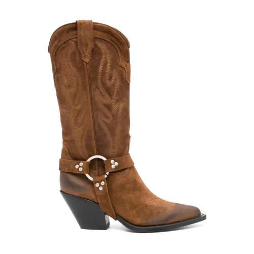 Sonora , Brown Suede Texan Boots ,Brown female, Sizes: