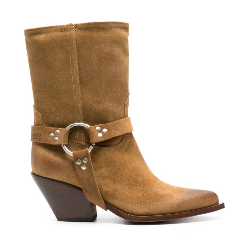 Sonora , Camel Suede Mid-Calf Boots ,Brown female, Sizes: