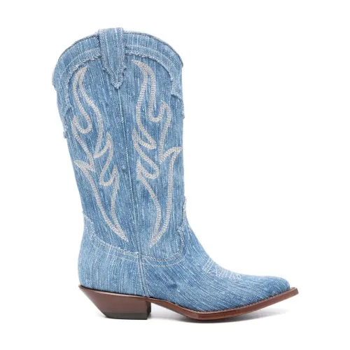 Sonora , Clear Blue Denim Texan Boots ,Blue female, Sizes: