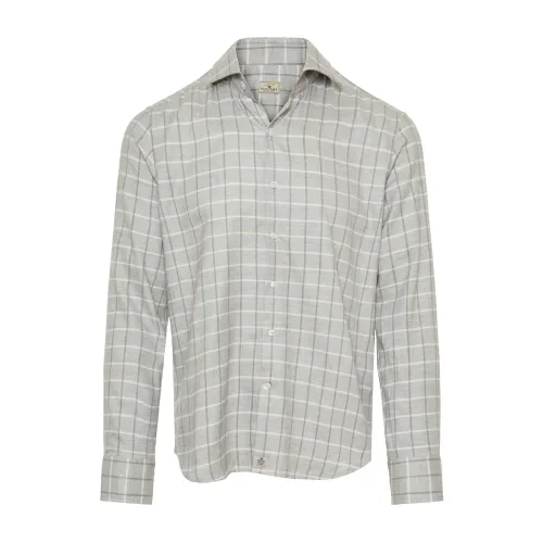 Sonrisa , Checked Cotton/Lyocell Shirt ,Gray male, Sizes: