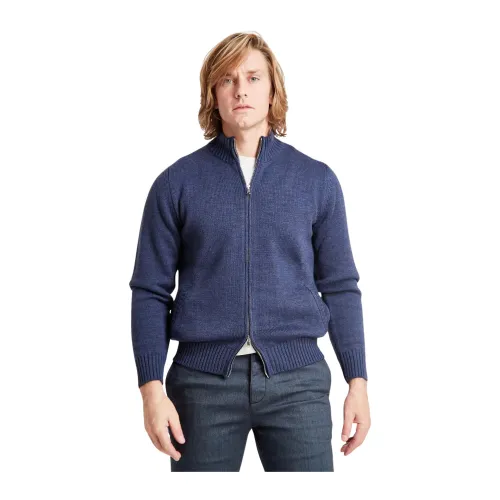 Sonrisa , Merinos Full Zip Sweater ,Blue male, Sizes: