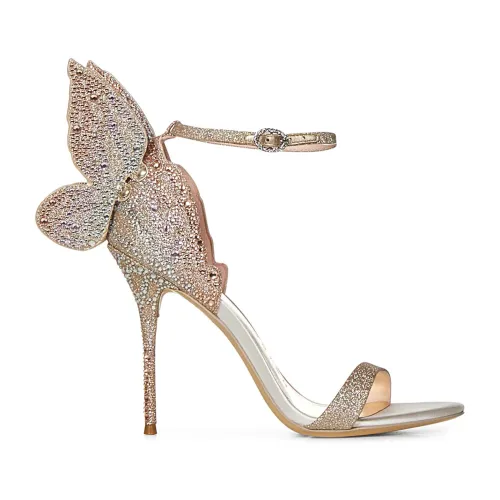 Sophia Webster , Champagne Glitter Butterfly Heel Sandals ,Beige female, Sizes: