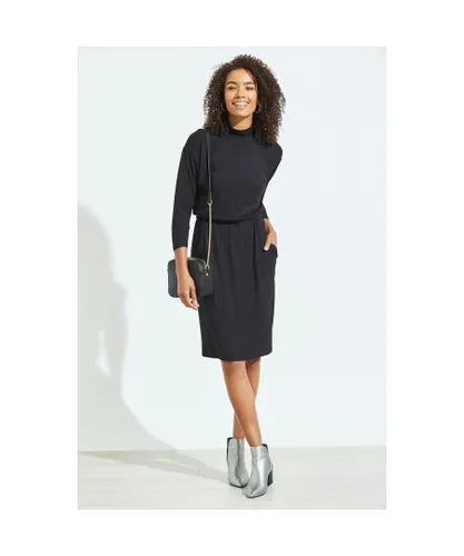 Sosandar Womens Black Super Soft Stretch Waist Jersey Dress
