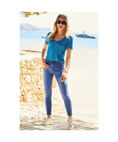 Sosandar Womens Bright Blue Perfect Skinny Jeans